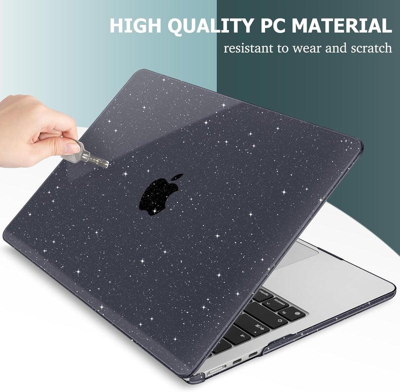 May Chen for M4 MacBook Air 13.6 inch Case 2025 2024 2023 2022 Release A3240 M3 A3113 M2 A2681, Plastic Hard Shell Case for MacBook Air 13.6" with Retina Display Fits Touch ID, Crystal Black Glitter - Image 4